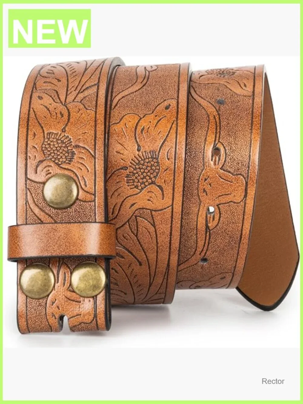 Vintage Western Belt Strap without Buckle Cowboy PU Leather 1-1/2